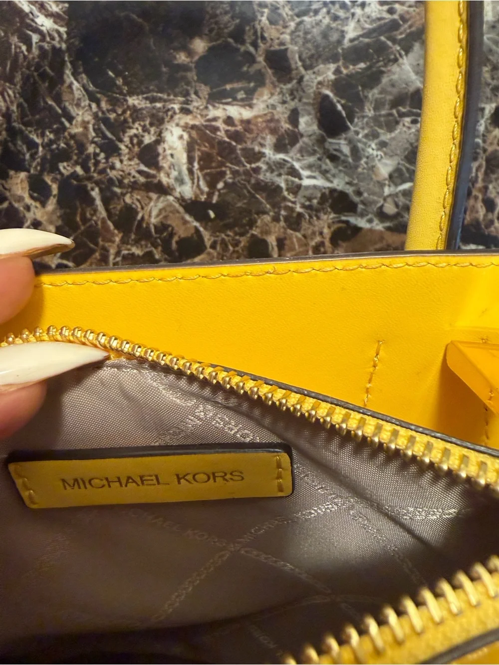 Michael Kors Yellow Leather Satchel with Gold Hardware